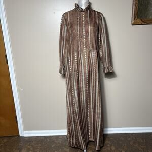 Treacy Lowe for Jacobson's Vintage 100% Indian Silk Boho Maxi Dress Size 10 70s
